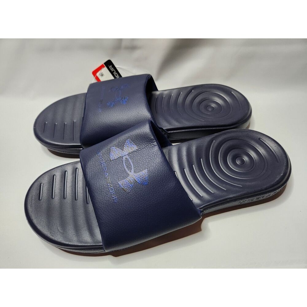 Under Armour Men’s Slide Sandals Size 13 Blue Royal Graphic Logo